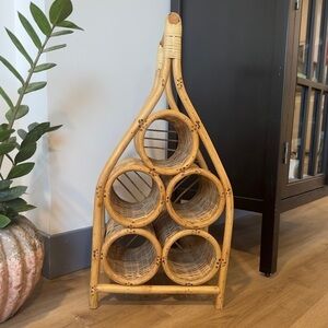 Wicker Wine Rack | Bamboo Bottle Holder | Rattan Decor